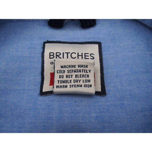 Vintage 90s Britches of Georgetowne Shirt Mens Medium Blue Chambray Button Down - Picture 6 of 11